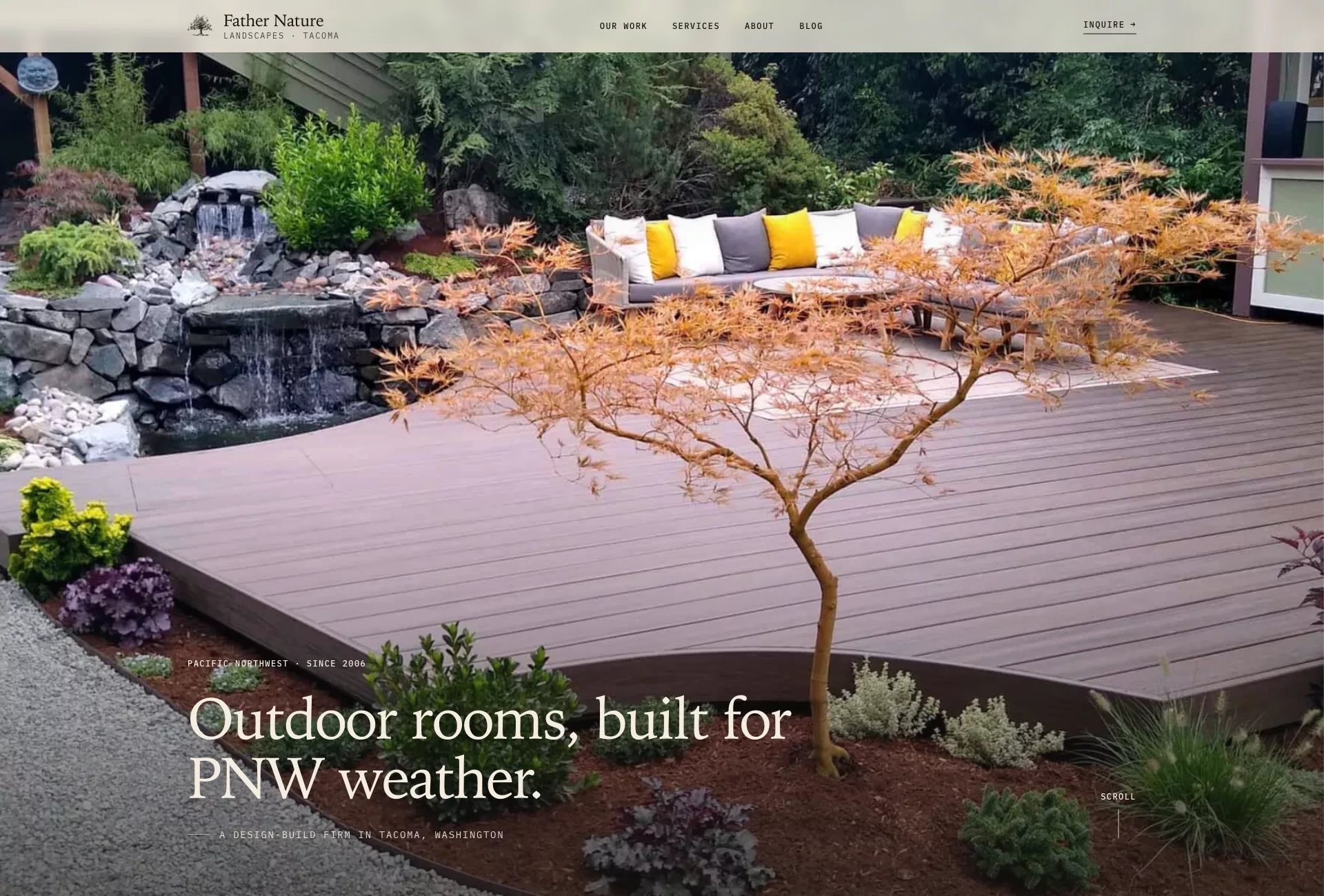 Father Nature Landscapes' redesigned 2026 Tacoma website, built by Cascade on Astro and Cloudflare
